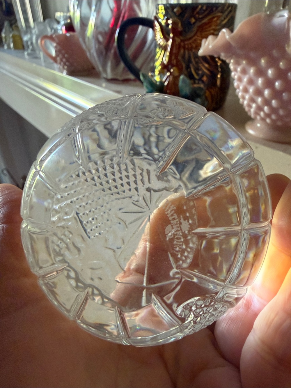 Vintage Waterford crystal globe paperweight signed